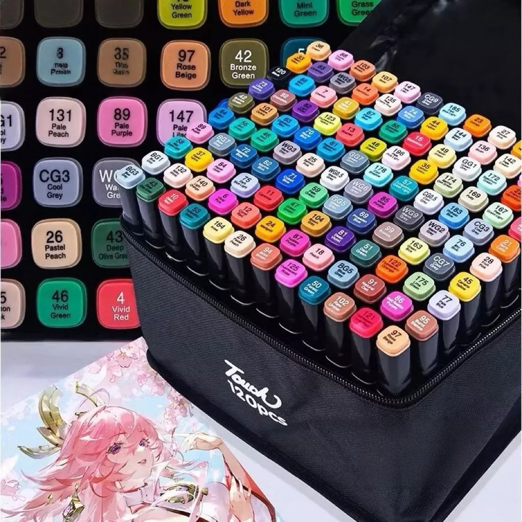 120 Cores Caneta Marcadora canetinhas coloridas Kit Com Ponta Dupla/marcador touch/caneta marker