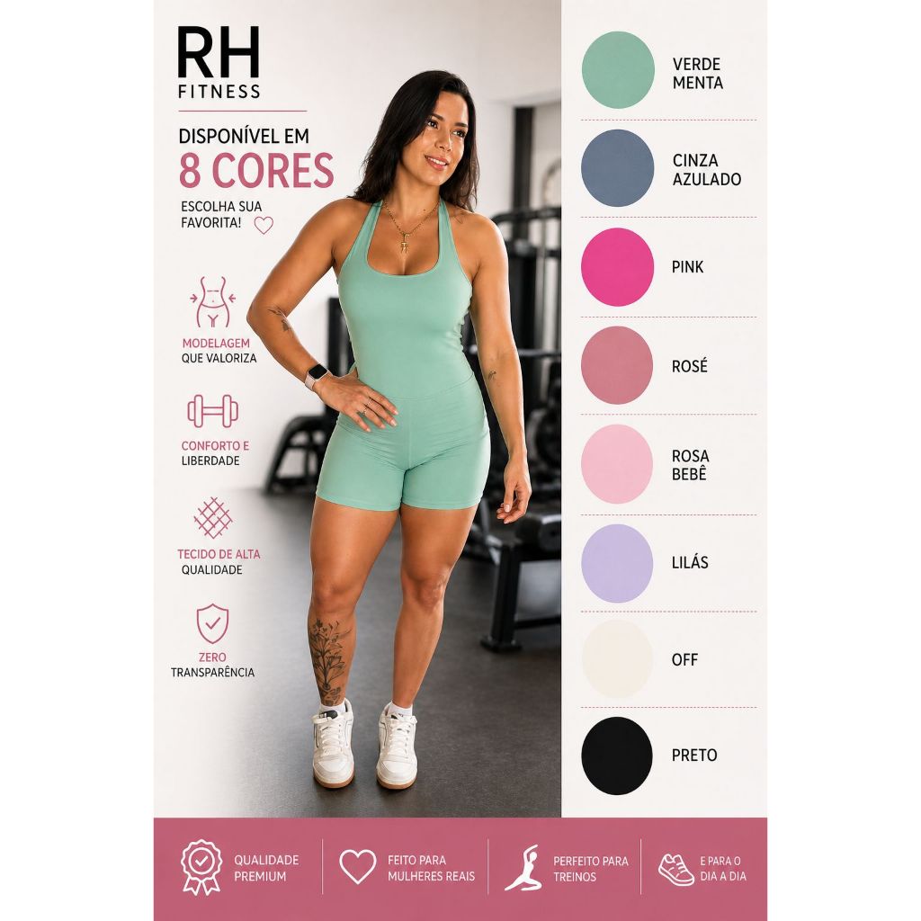 Macaquinho Academia Feminino Modelador Zero Transparência Poliamida Premium