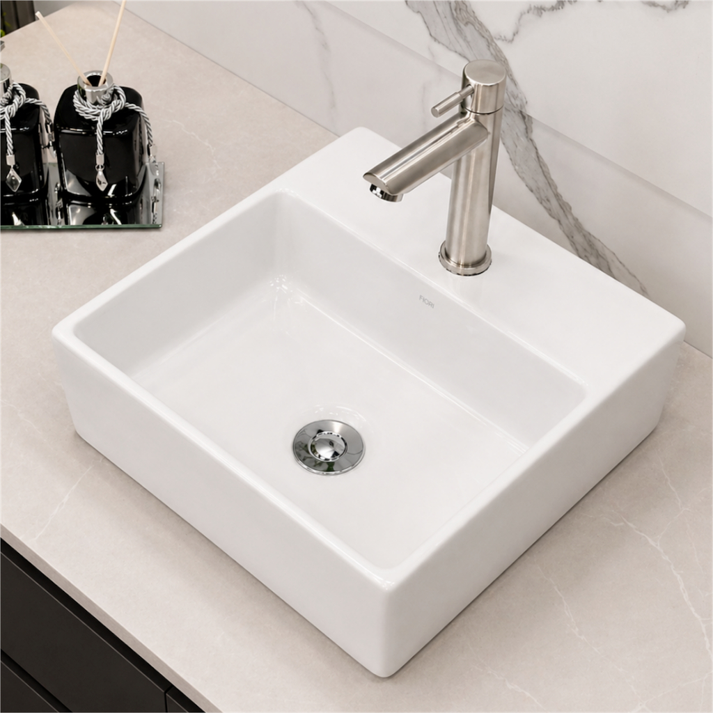 Cuba de Louça Mesa 41,5 x 42,00 Fiori CB18 Branca de Banheiro Lavabo