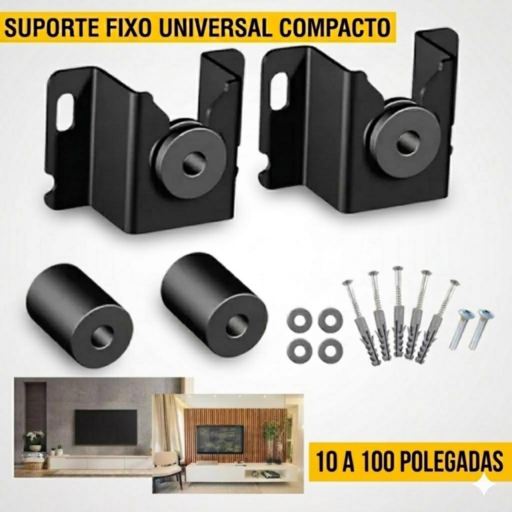 Suporte TV Parede Fixo Universal 10 a 100 Polegadas Smart LED LCD 4K Painel Reforçado 1, 2 unidades