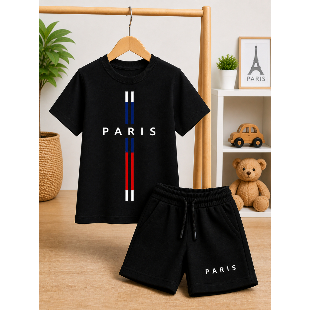 Conjunto Infantil Básico Estiloso – Camiseta + Short Estampado Confortável