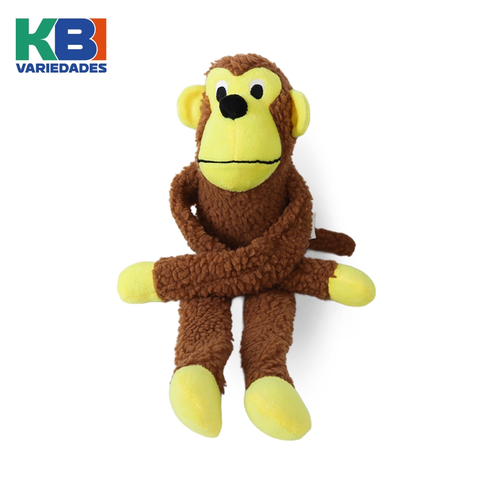 Brinquedo Cachorro Pelúcia Macaco Macaquinho Mordedor 40 cm com Apito