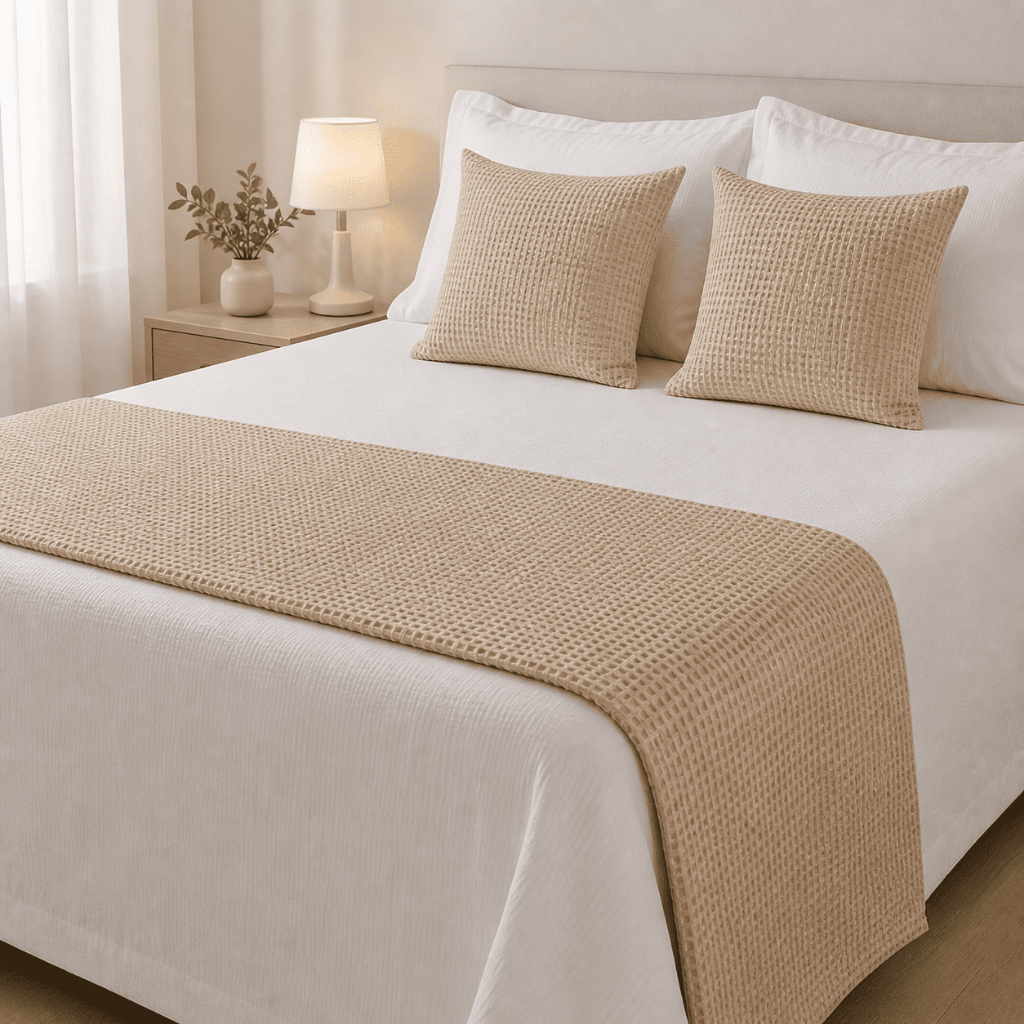 Peseira Piquet Lisa Decorativa Para Cama Solteiro Casal Queen King Super King
