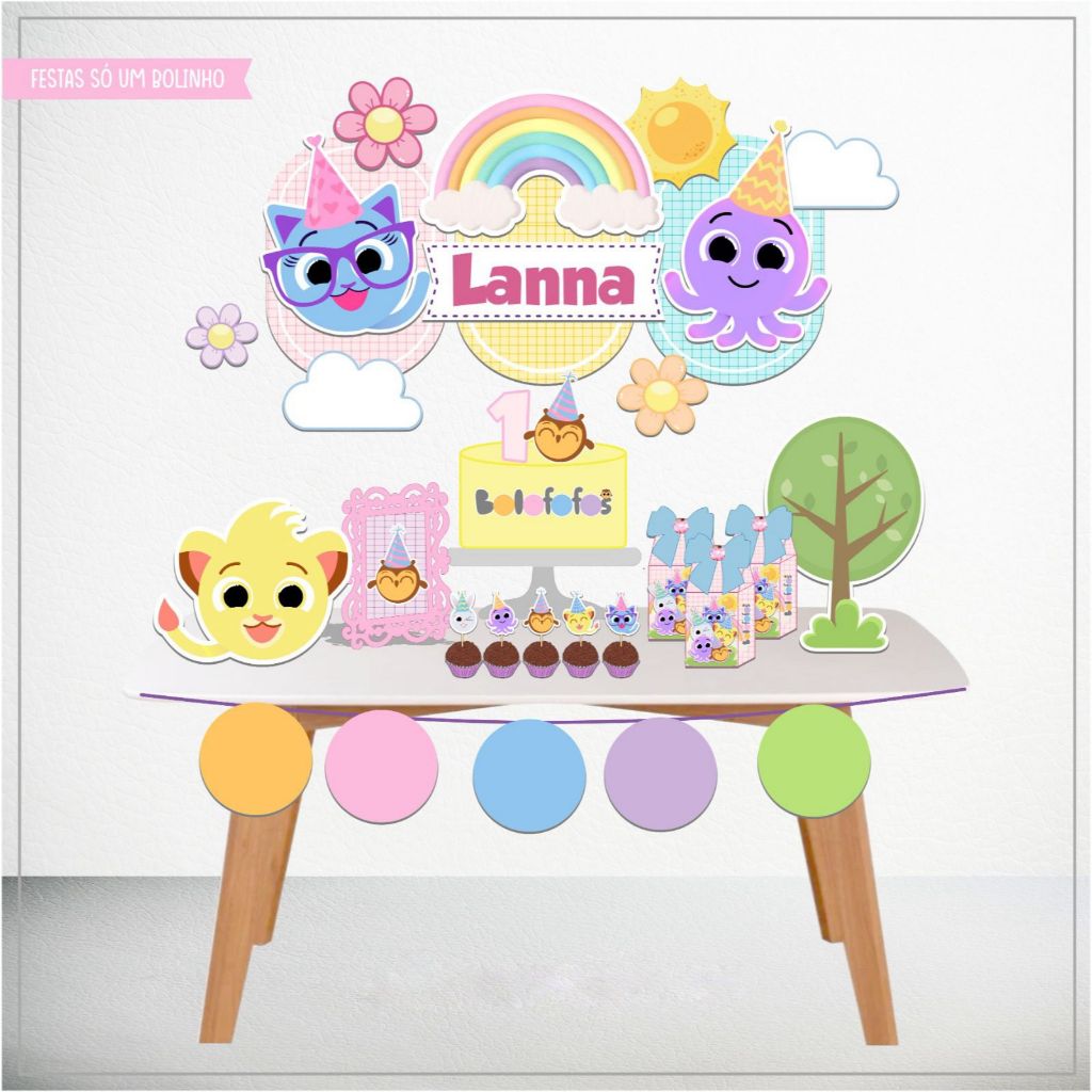 Kit Festa Bolo Fofos Menina Personalizado Só um Bolinho Mesversário Aniversário Lembrancinha Casa Escola