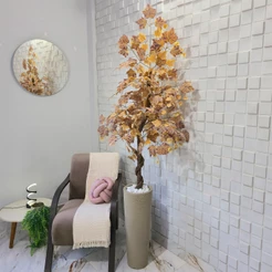 Árvore Artificial Platano Canadá Outono 150cm Vaso Grafiato Mármore Pedra