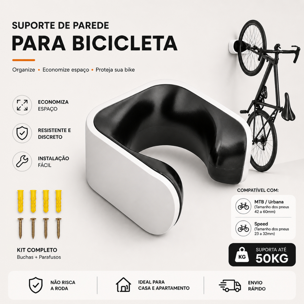 Suporte Parede Chão Bicicleta Hornit Clug Minimalista Bicicletário Pneu Speed MTB Bike aro 20 aro 29