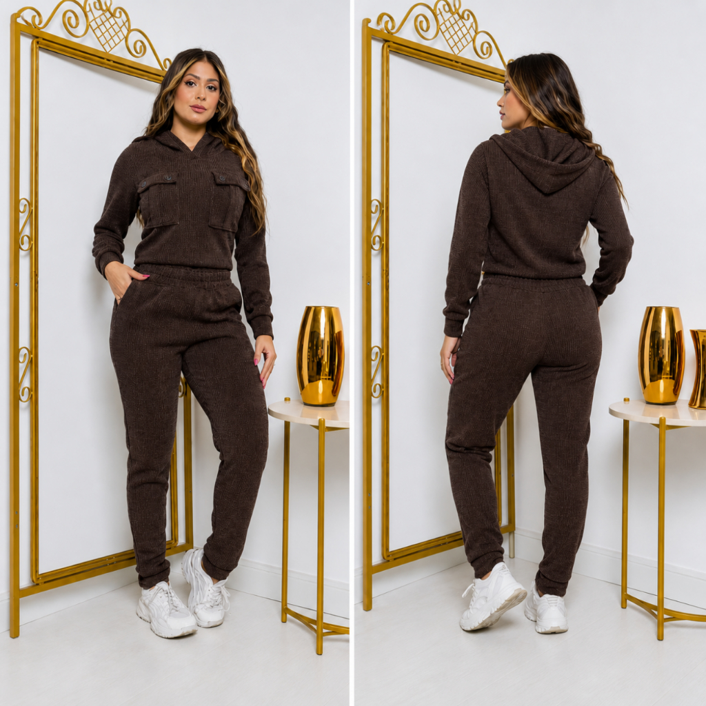 Conjunto Feminino Tendência Inverno Com Bolso Funcional lançamento2026**