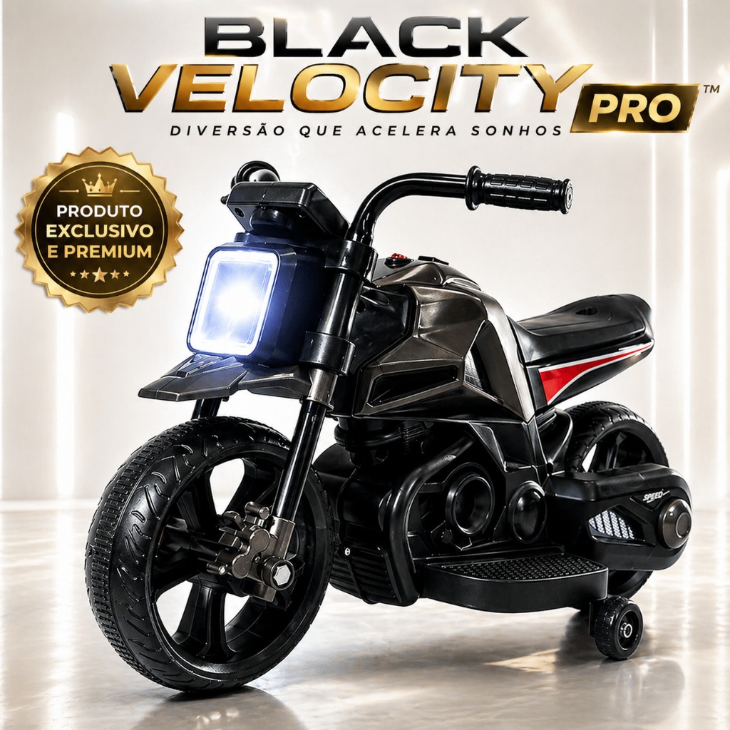 Moto Elétrica Infantil Dark Rider Preta Bateria | Brinquedo Criança com Rodinhas Segura e Potente