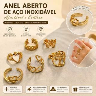 Anel Feminino Ajustável em Aço Inoxidável