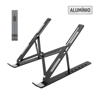 Suporte Metálico Ergonômico para Notebook Tablet e Macbook Base Dobráve-l de Alumínio