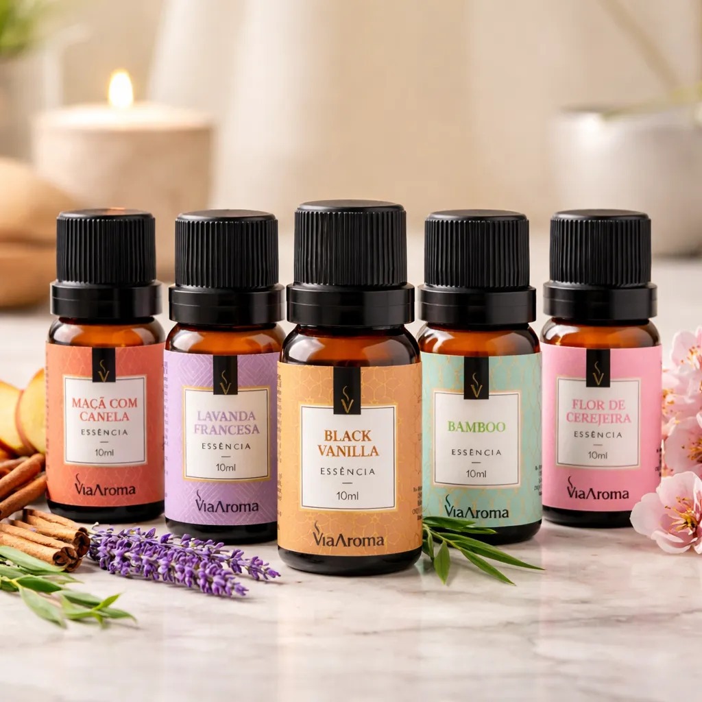 kit Essencias Aromatizante Via Aroma Aromatizador para Difusor Casa Ambiente Kit Top 5 Mais Vendidas