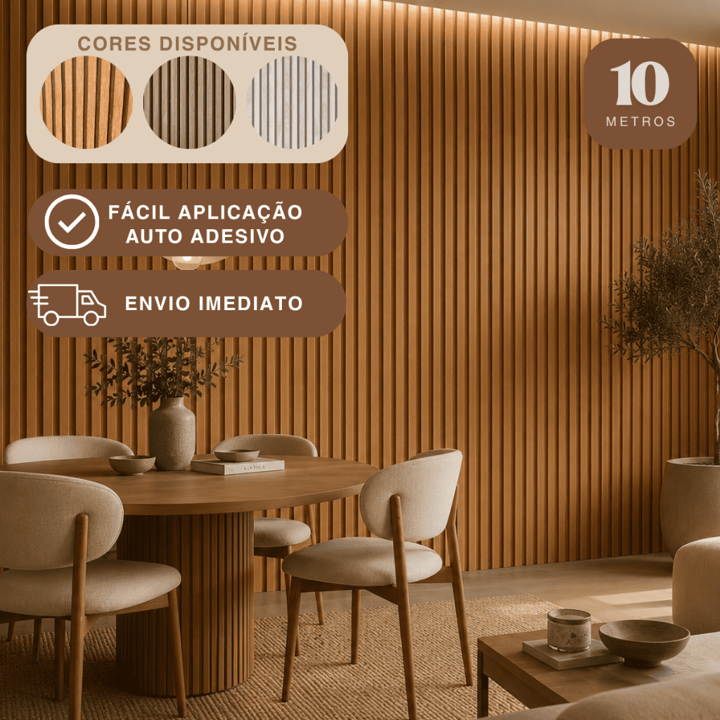 Papel de Parede Madeira Ripado Claro E Escuro realista 3D 5/10M Auto Colante Alta Definição Lavável