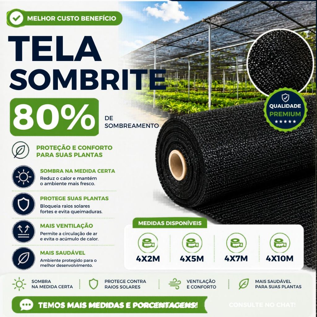 Tela Sombrite Sombreamento 80% Para Horta Jardim Viveiro Estufa Orquidário Pergolado Piscina Decoração
