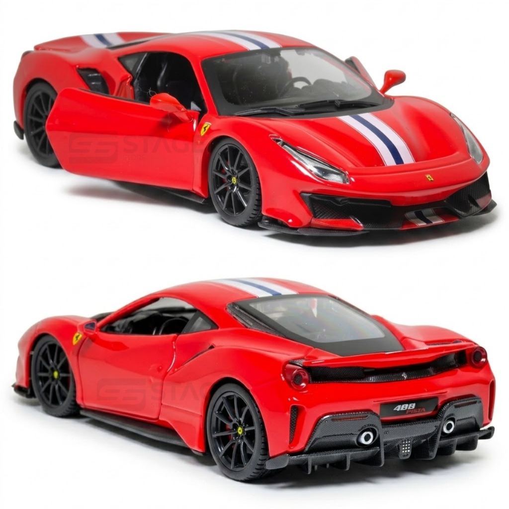 Miniatura De Ferro Ferrari 488 Pista 18cm 1:24 Burago