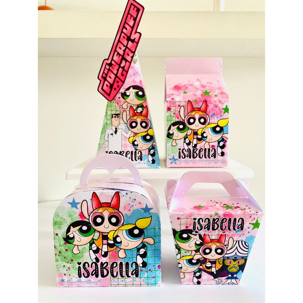 Kit Lembrancinha personalizada Meninas Super Poderosas 2026 nome e idade, aniversário ,caixinhas personalizadas, festa
