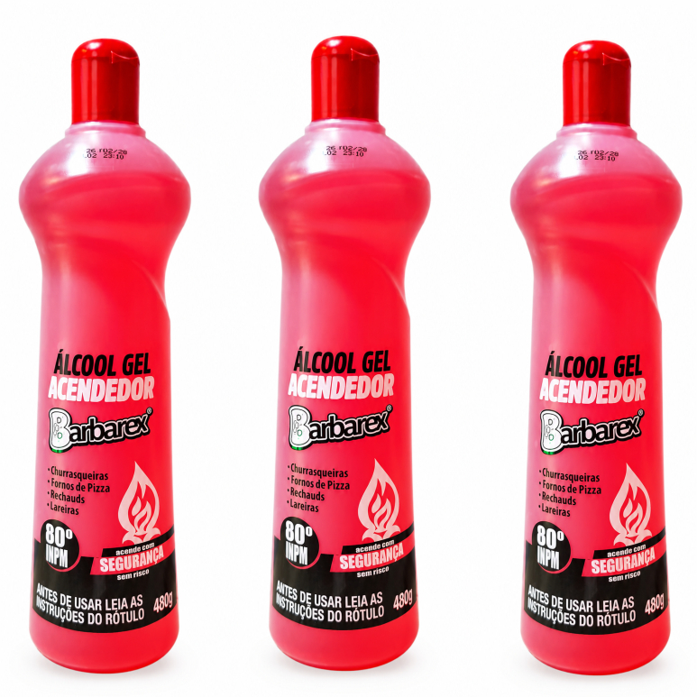 3 Acendedores Alcool em Gel Para Churrasqueira Lareira Rechaud 80ºinpm