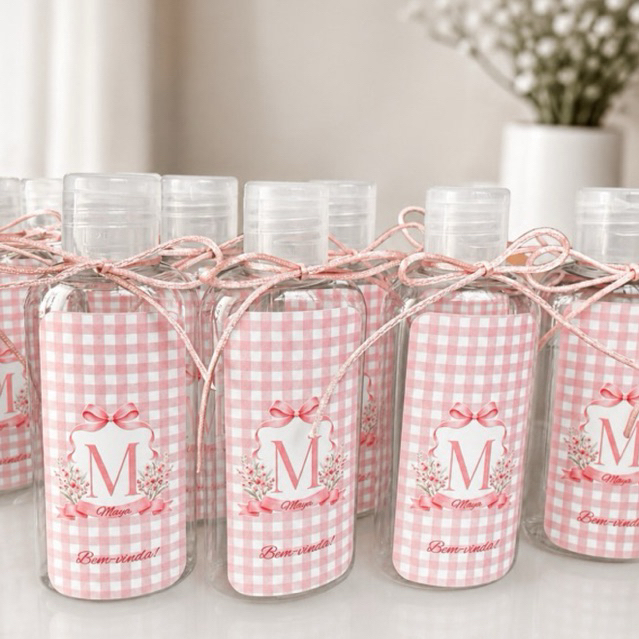 30 Lembrancinhas Personalizadas Álcool Gel 60ml Maternidade Nascimento Chá Revelação - frasco vazio