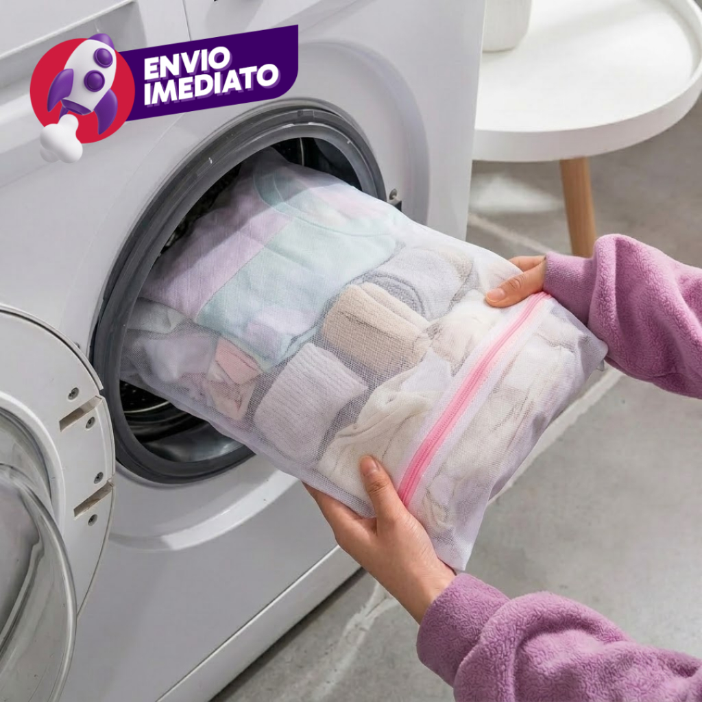 Kit Saco Lava Roupa Delicada Máquina Saquinhos Com Ziper Proteção E Organização 30X40 Viagem