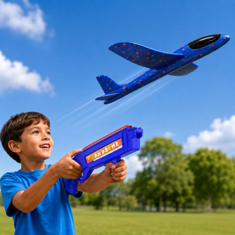 Avião Planador Infantil com Lançador Manual Brinquedo Avião Leve Montar e Voar