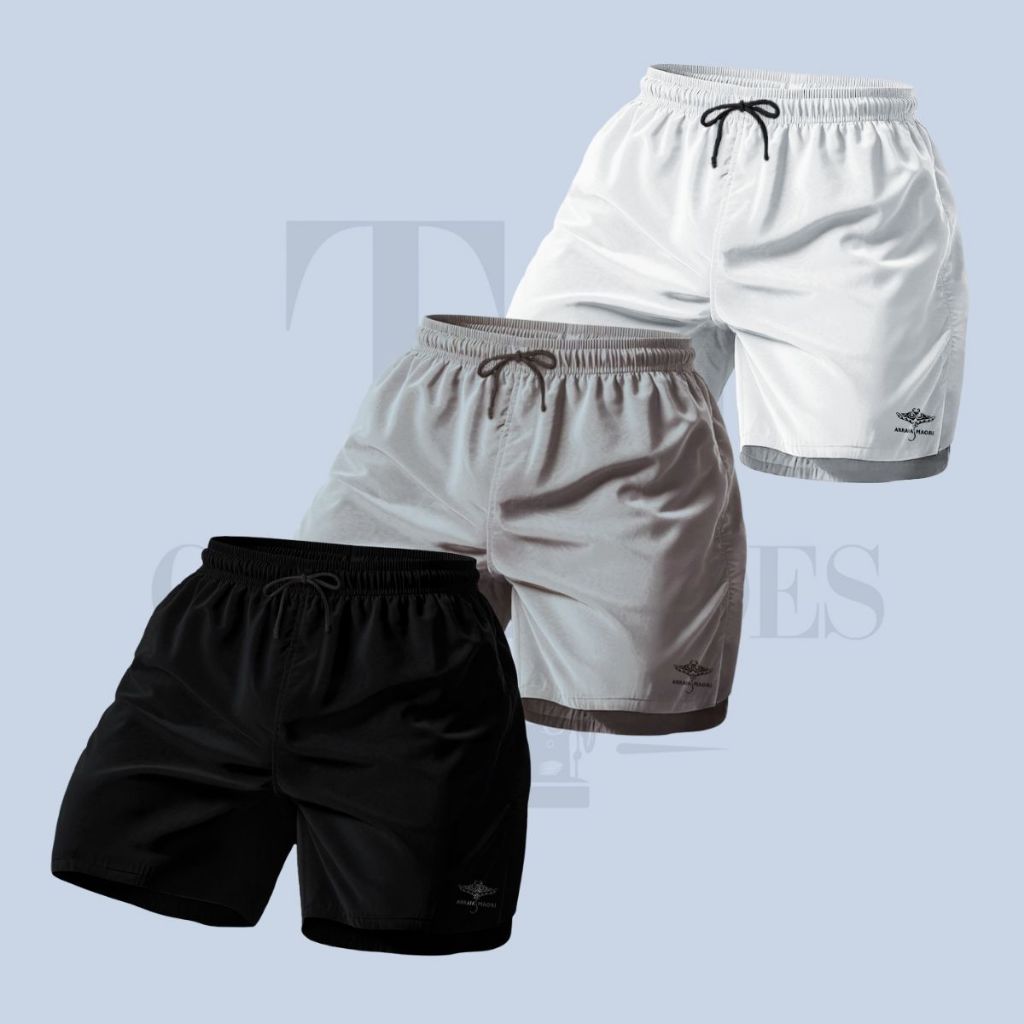 Kit 3 Shorts Masculino Plus Size com Elastano Mauricinho Academia Esporte Treino Praia Básico Liso
