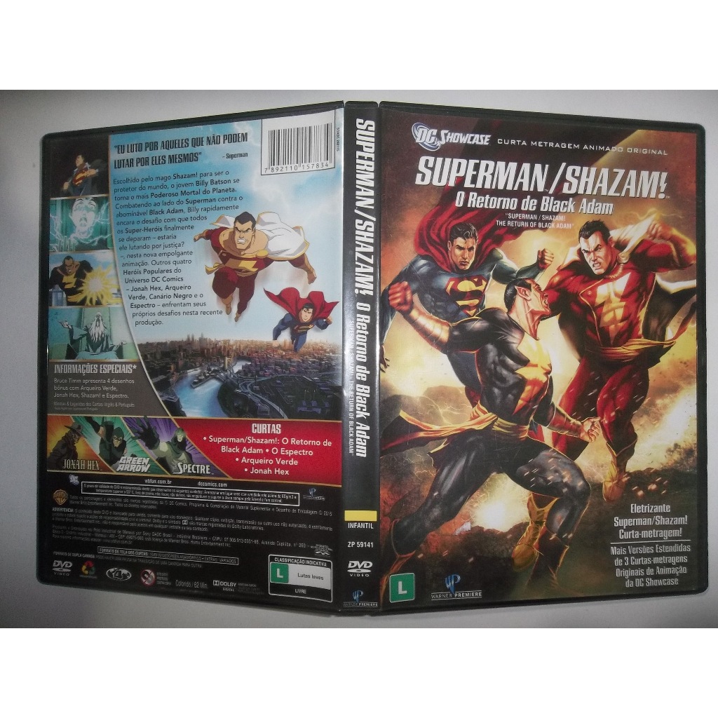 dvd superman shazam o retorno de black adam dc showcase