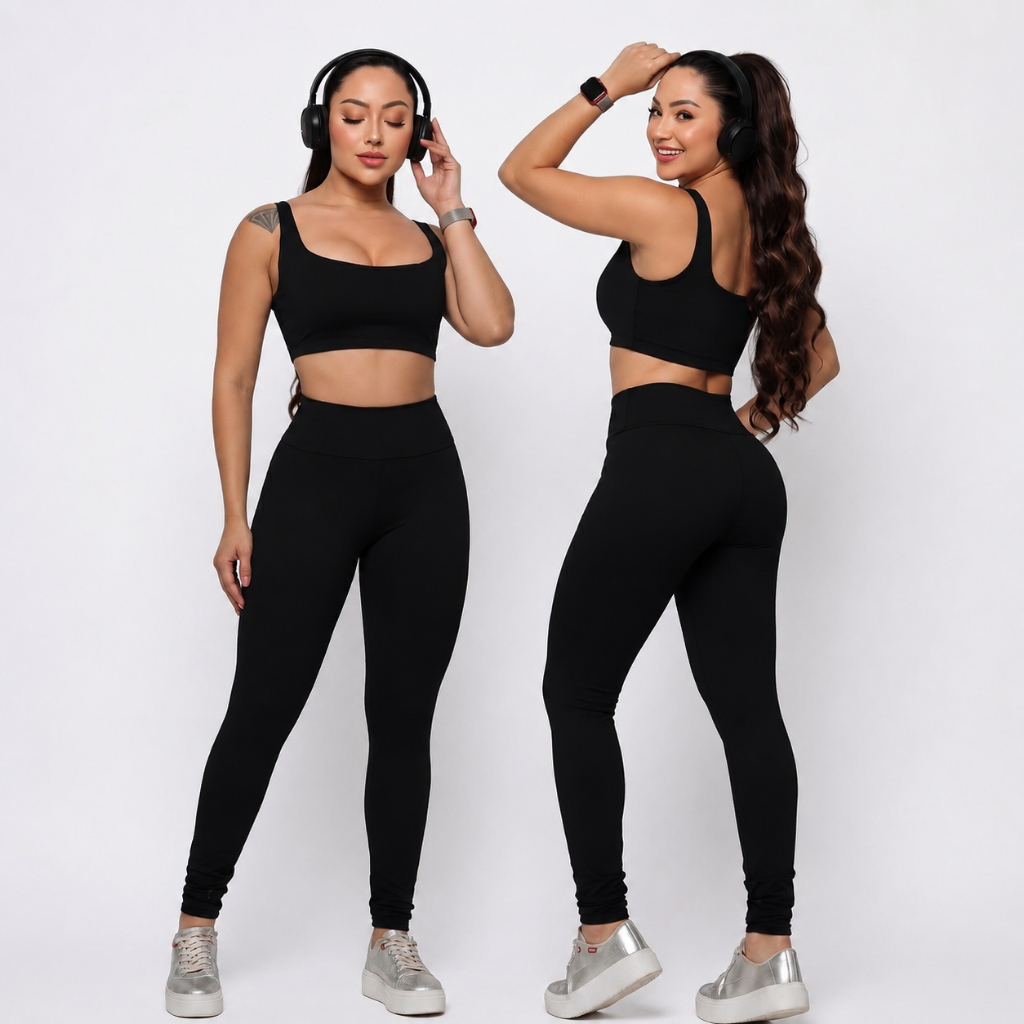 Conjunto academia feminino calça e top Conjunto fitness zero transparência calça leg suplex