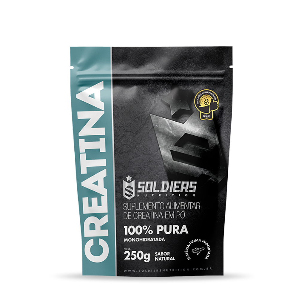 Creatina Monohidratada 250g 100% Pura Importada Soldiers Nutrition Suplemento Performance Muscular Força