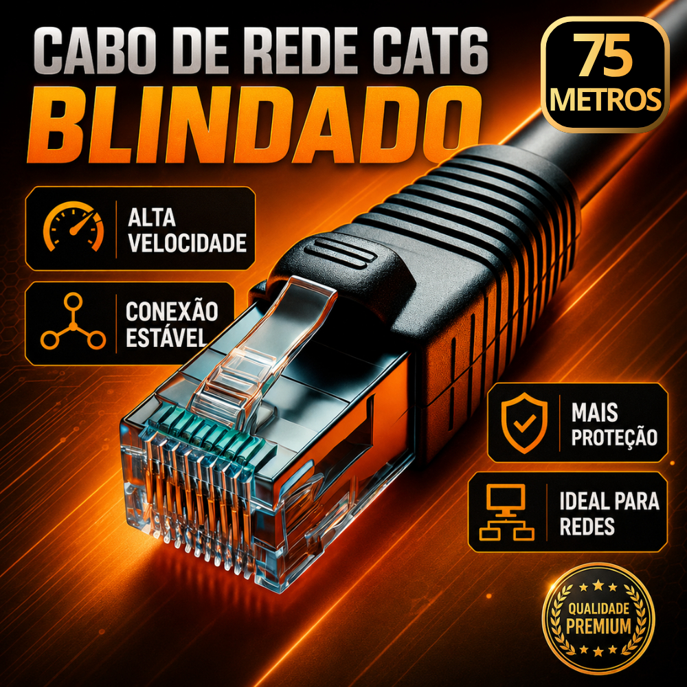 CABO DE REDE CAT6 75 METROS BLINDADO STP ANTI-INTERFERENCIA
