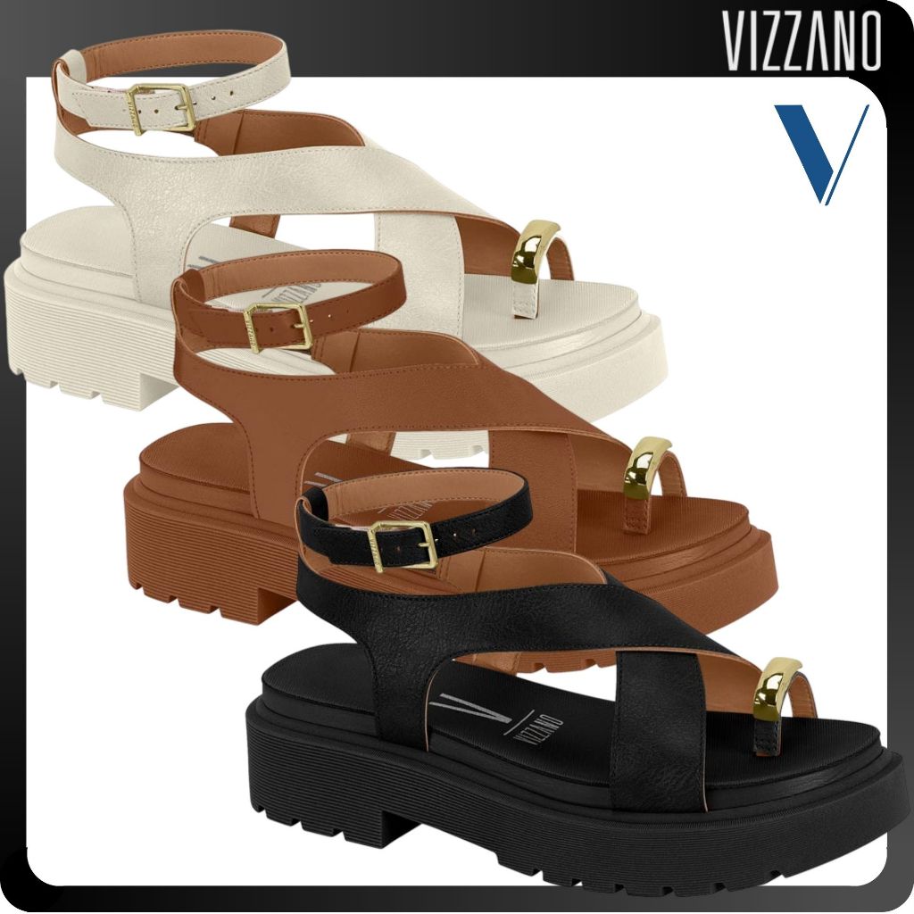 Sandália Papete Vizzano Plataforma Rasteirinha Solado Alto Estilosa Confortável Leve  Envio Imediato