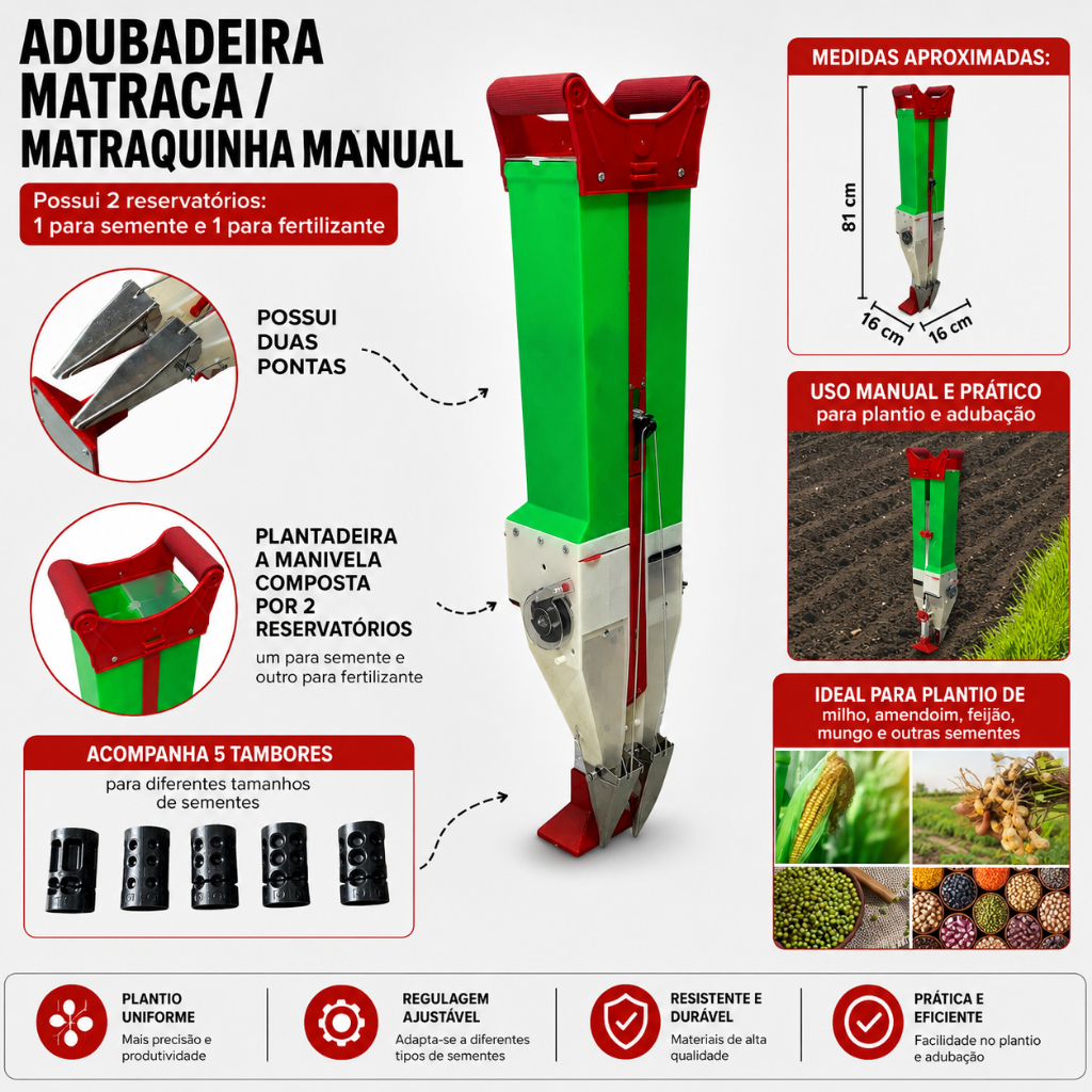 Adubadeira Plantadeira Matraca Para Plantação Importway
