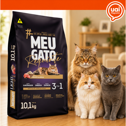 Ração Gato 10Kg Meu Gato Requinte Idoso, Castrado ou Obeso Premium Todas As Raças