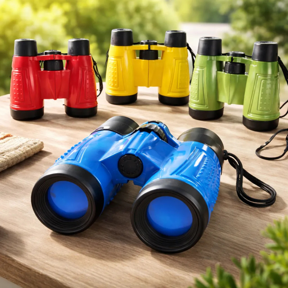 Binóculos Infantil Lente Funcional 6x30 Brinquedo Camping Detetive Aventura Com Cordinha Suporte
