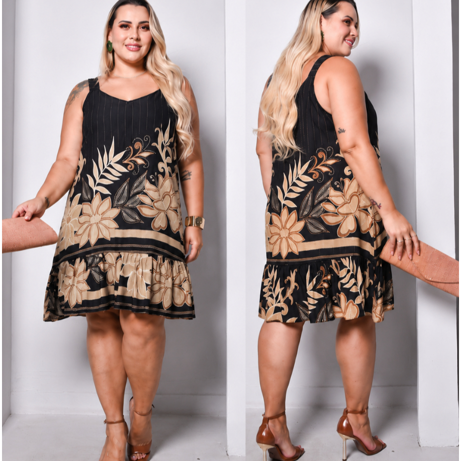 Vestido Feminino Plus Size Alça Grosa Soltinho
