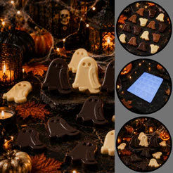 1~10 FORMA SIMPLES FANTASMINHA CÓD.:9741 - (i9) EM ACETATO BWB PARA BOMBOM, DOCES DE CHOCOLATE E CONFEITARIA.(CHOCO)