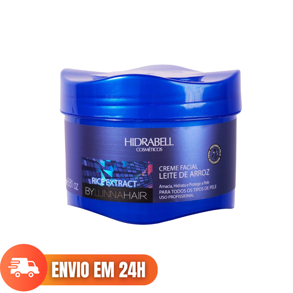 Hidrabell Creme Facial Hidratante Leite de Arroz ajuda a clarear mancha de acnes 250g