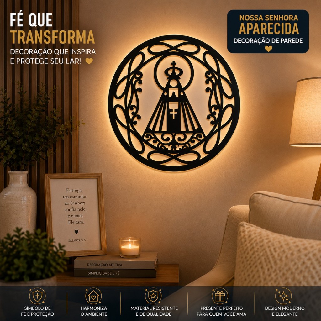 Nossa Senhora Aparecida Decoração De Parede Em Metal Mandala Religiosa Católica Quadro Decorativo Para Sala Quarto Escri