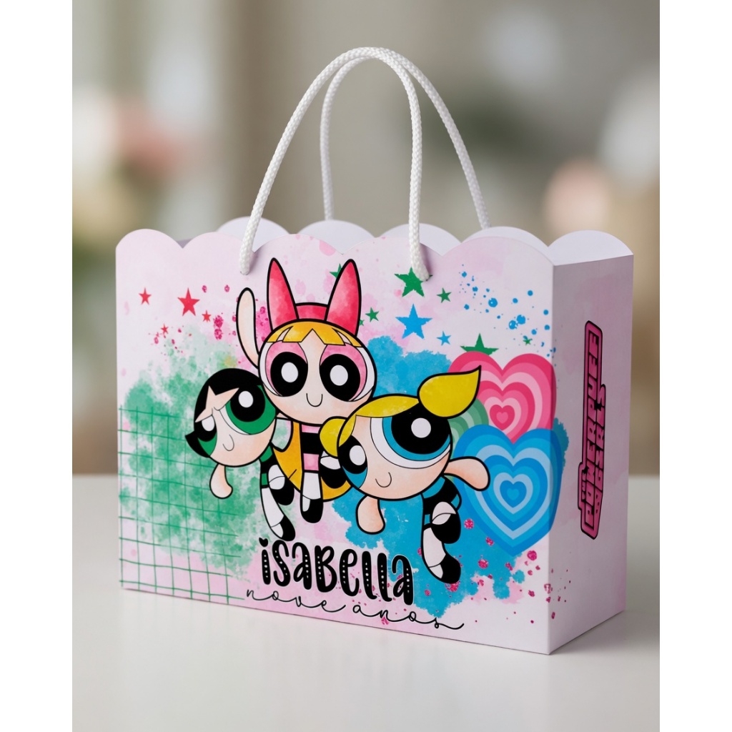 Sacolinha Personalizada Meninas Super Poderosas para Lembrancinha de Aniversário Para Voce Montar