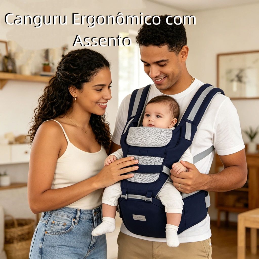Canguru com Banco de Cintura Ergonômico, Respirável,Alívio de Dor na Lombar, Ideal para Passeiosalívio de dor nas costas