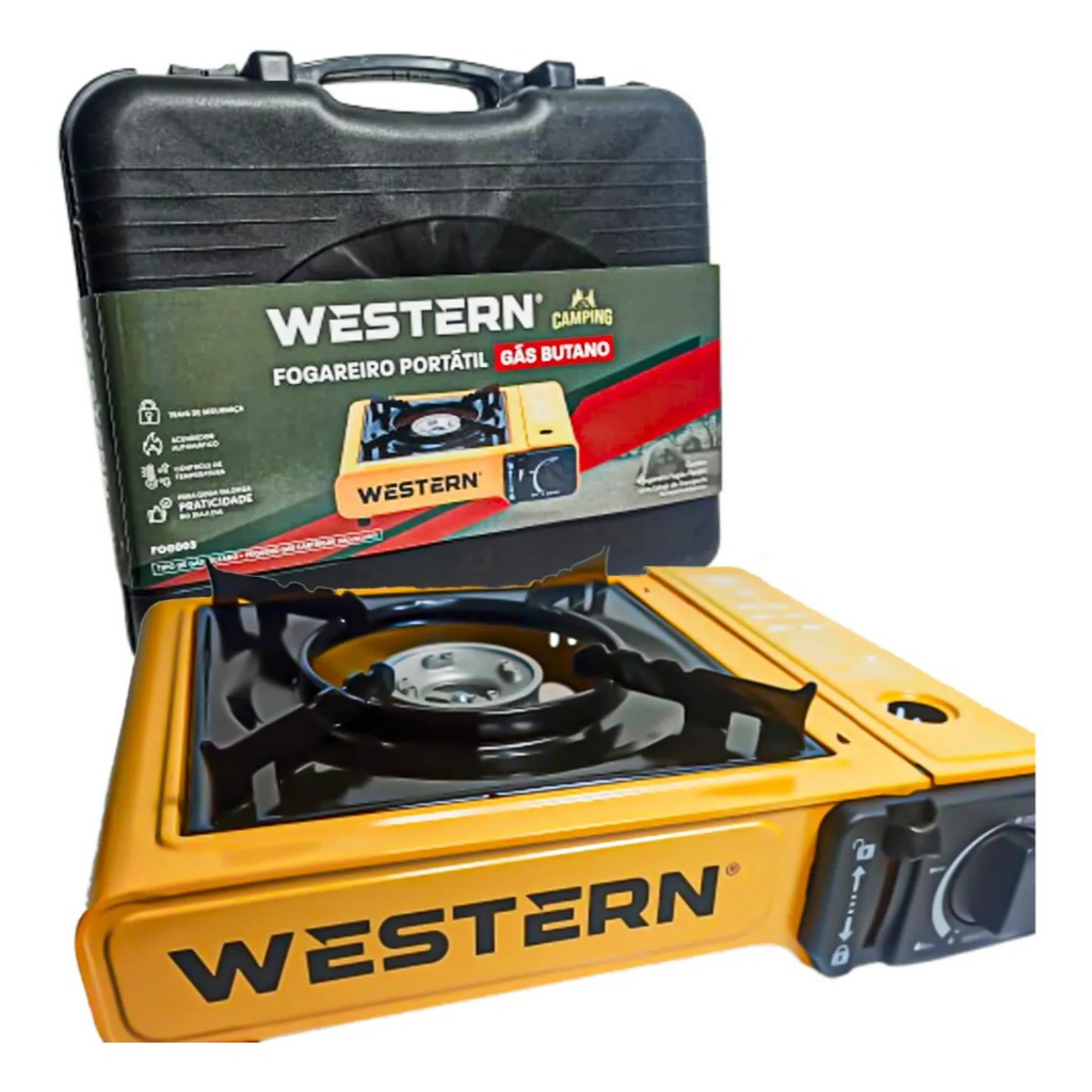 Fogareiro Portátil Western Camping Pesca Adulto Amarelo Á Gás