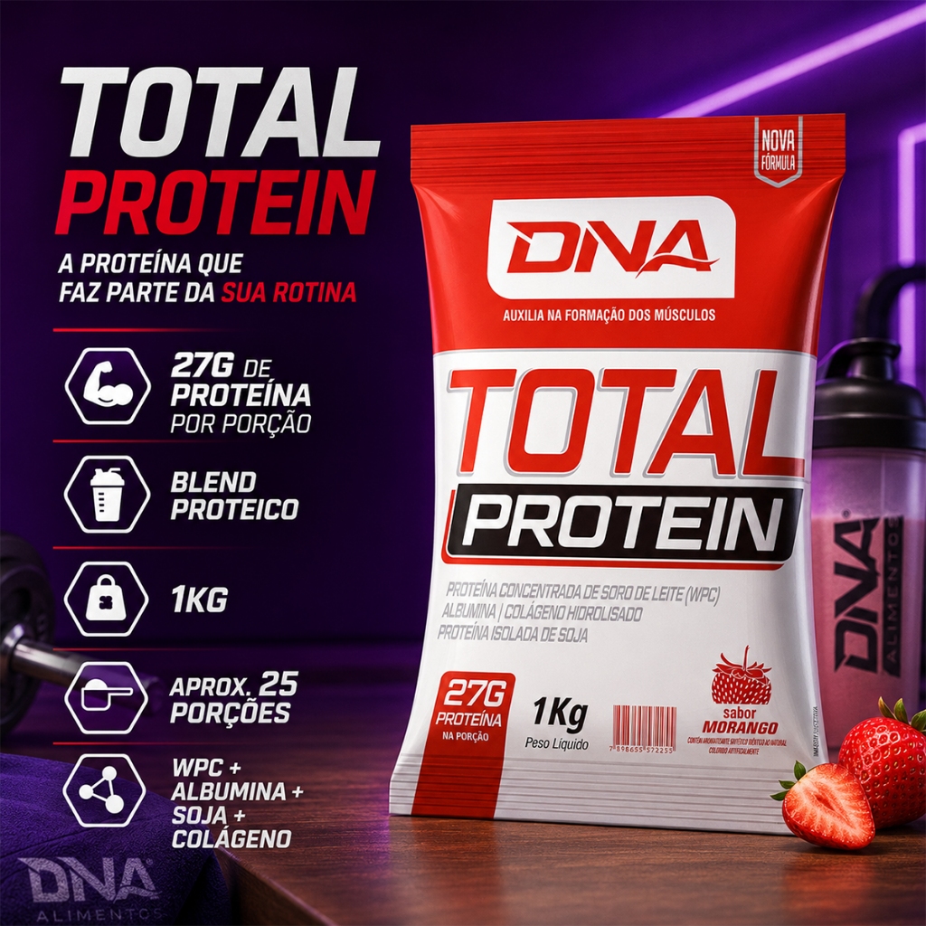 Proteina Blend 1Kg 27g Whey WPC Albumina Soja Colágeno Pós Treino Massa Muscular Academia Sabores
