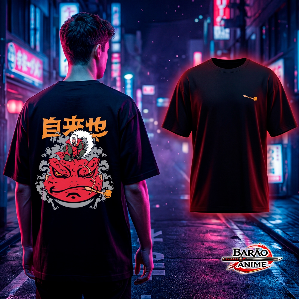 Camiseta Anime Naruto Jiraiya Sapo Mestre Oversized Premium Streetwear / Academia / Casual