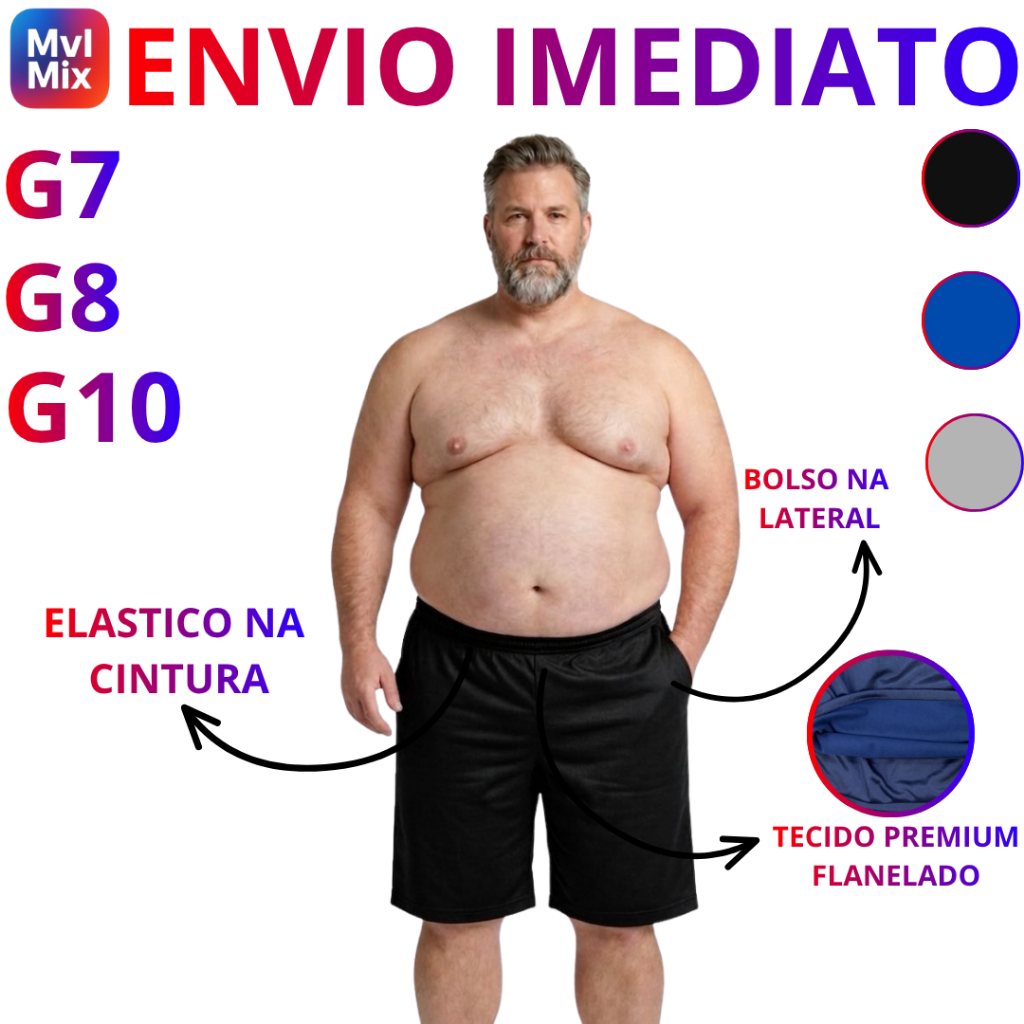 Bermuda Plus Size - (G7 - G8 - G10) - Esporte - Academia - Dia a Dia - Moda Masculina