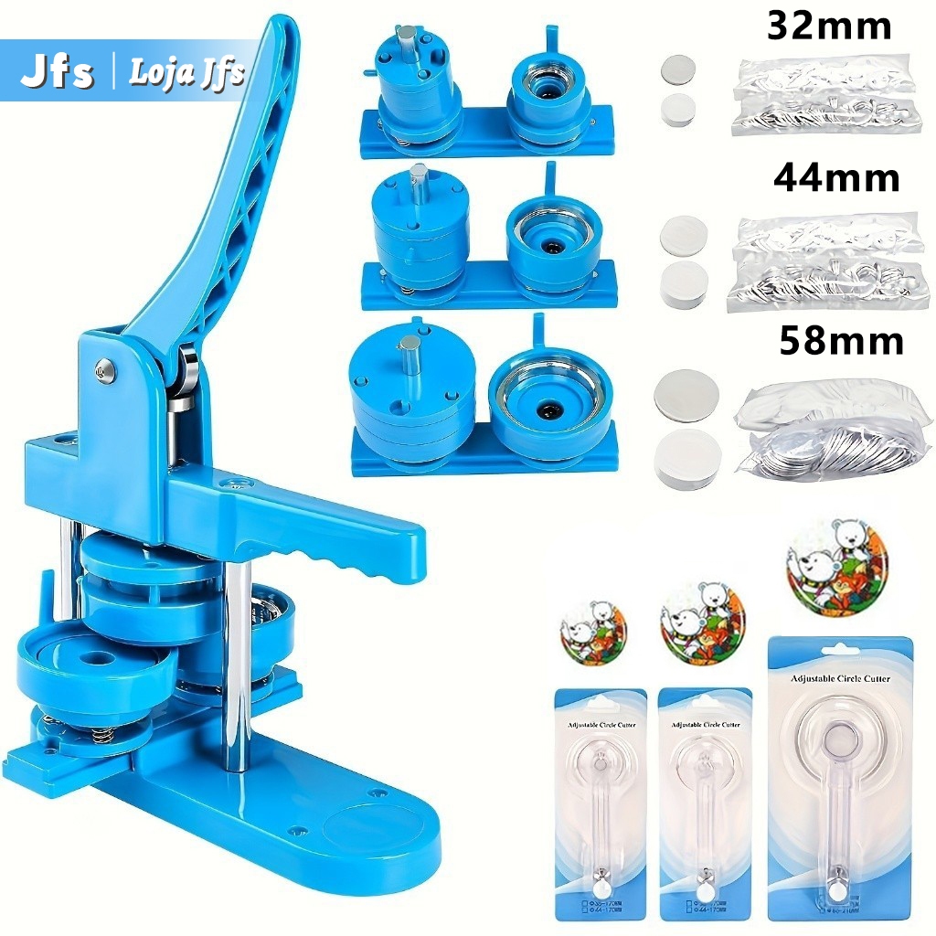 3 Kit Conjunto de Máquina de Crachá Deslizante Máquina De Button, Botton, Broche, Crachá 32/44/58mm 150 Boton
