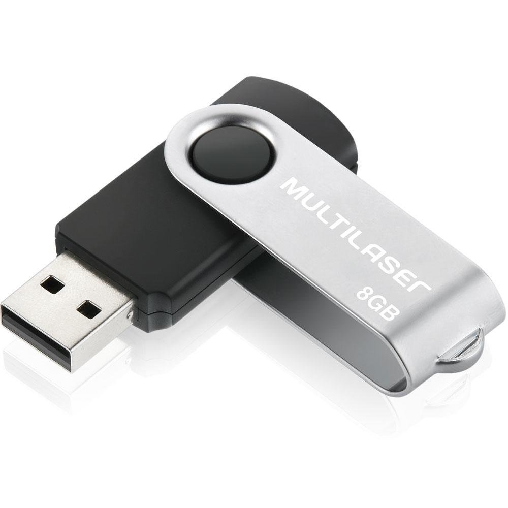 Pen Drive Twist Multilaser 8gb Usb Preto Pd586 Leitura 10mbs Liso
