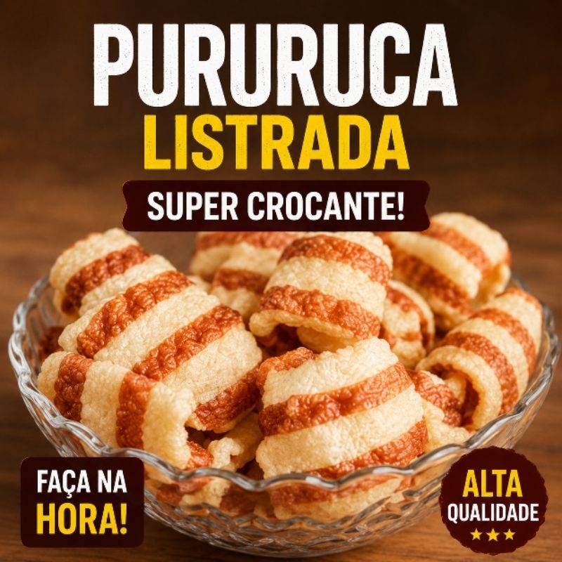 Pururuca Listrada Snack 1kg Tipo Bacon Super Crocante e Fácil de Fazer