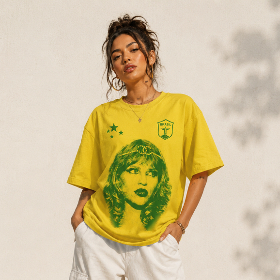 Camiseta Feminina Brasil Casual Camisa Luisa Fãs Presente Tendencia Brasil Core