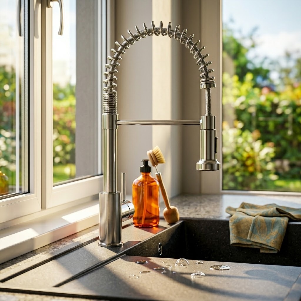 Torneira Gourmet Misturador Cozinha Pia Ilha Bica Móvel 360 Mola Flexível Ducha Água Quente E Fria Aço Inox 304