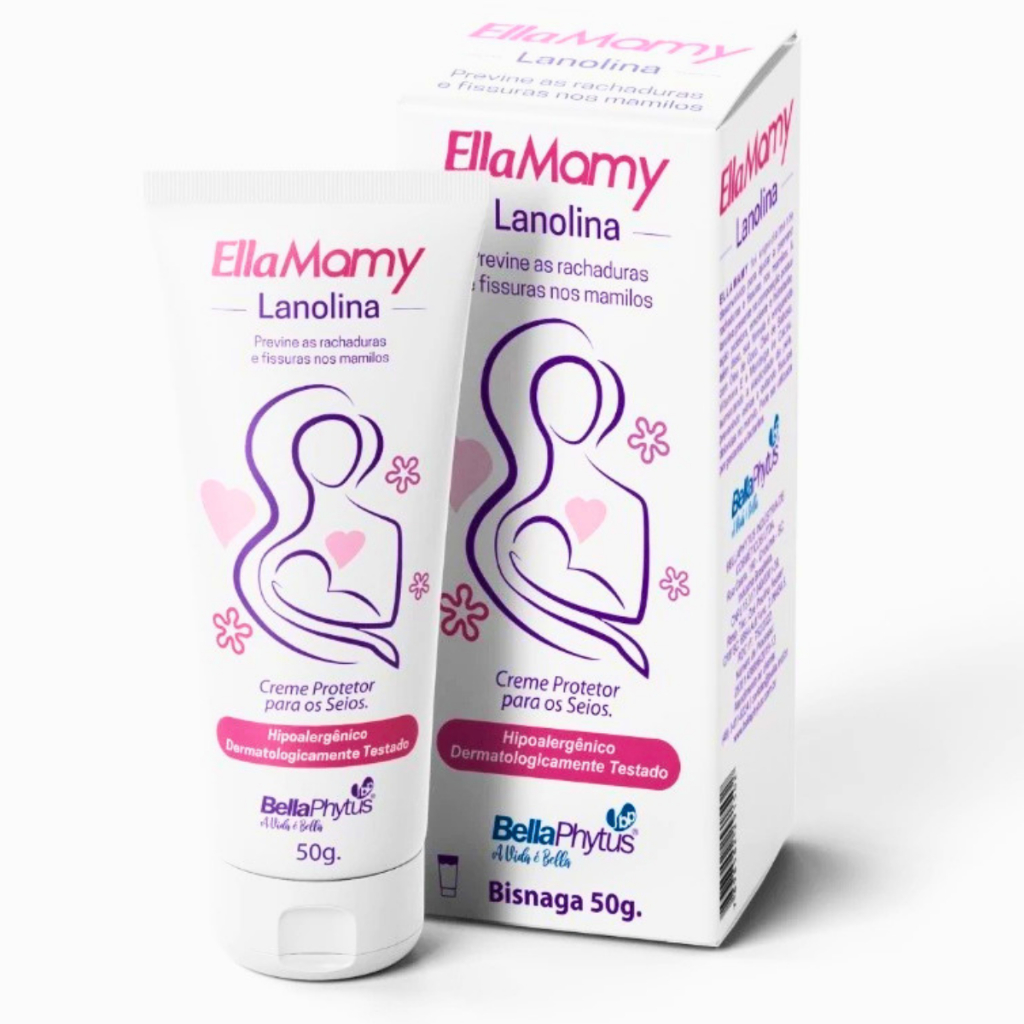 Lanolina Ellamamy 50g Creme Para Amamentação Protege Seios e Previne Rachaduras Fissuras nos Mamilos