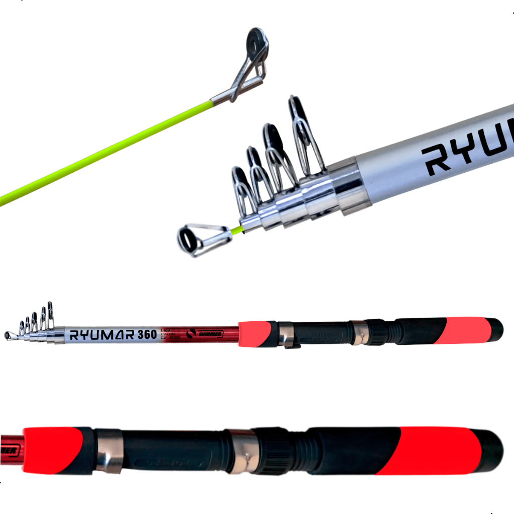 Vara De Pesca Telescópica 3,60m P/ Molinete Ryumar Summer Fibra De Vidro Leve E 