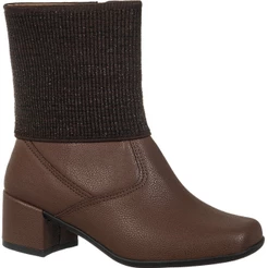 Bota Feminina Infantil GiGiL Teen Menina Saltinho Baixo Cano Curto Bico Quadrado Elástico Brilho Confortável EVA